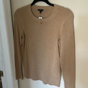 Talbots Holiday Gold/Beige Ribbed Metallic Knit Top. Size Small Petite.
